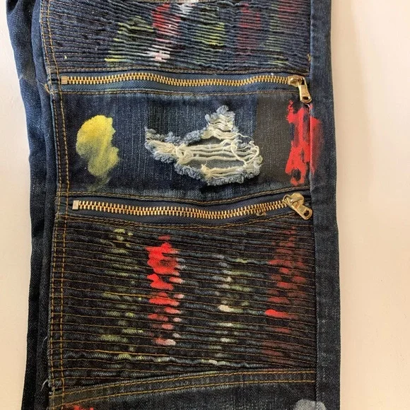 Vintage Americana Painted Zipper Jeans